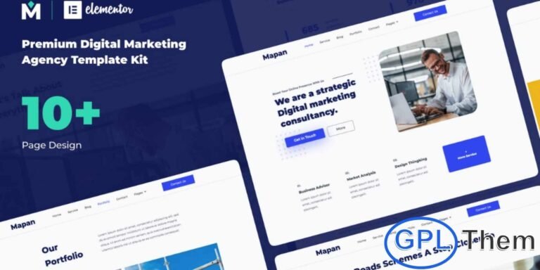 Mapan – Digital Marketing Elementor Template Kit Mapan is a modern and professional Elementor Template Kit designed for digital marketing agencies, freelancers, and corporate businesses. Perfect for showcasing services, portfolios, and professional achievements, Mapan features a clean, pixel-perfect design that is fully responsive and adapts seamlessly to all screen sizes.