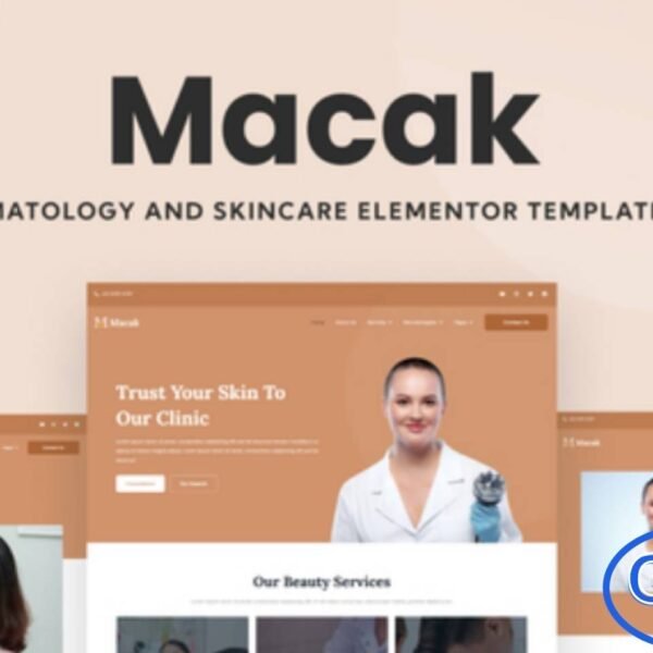 Macak – Dermatology Clinic Elementor Template Kit Macak is a modern and professional Elementor Template Kit designed for dermatology clinics, skincare centers, and cosmetic treatment facilities. With its clean and elegant design, Macak allows you to quickly build a fully responsive website using the Elementor Page Builder plugin for WordPress.