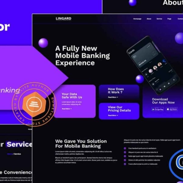 Lingard – Payment & Online Banking Elementor Template Kit Lingard is a modern and sleek Elementor Template Kit designed for banks, fintech companies, and online payment services. Featuring a stylish dark theme, Lingard allows you to showcase mobile banking apps, digital payment solutions, and financial services in a professional and visually appealing way.
