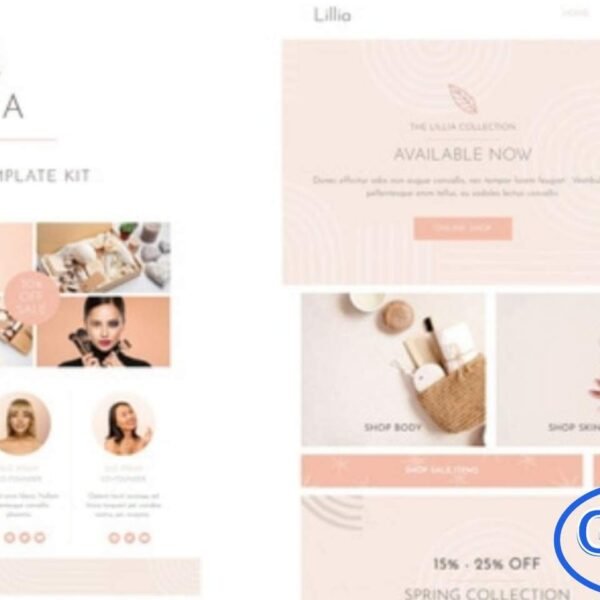 Lillia – Beauty & Skincare Elementor Template Kit Lillia is a modern and elegant Elementor Template Kit designed for beauty, skincare, and cosmetic businesses. Featuring soft, neutral tones with subtle line art and abstract patterns, Lillia creates a sophisticated and flexible design suitable for women’s skincare products and beauty services. Fully compatible with WooCommerce, the kit includes online shopping layouts, promotional banners, and a matching blog layout.