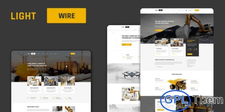 Lightwire – Construction & Industry Elementor Template Kit Lightwire is a modern and professional Elementor Template Kit designed specifically for construction companies, industrial businesses, and related services. Featuring a complete set of pre-designed wireframe components, Lightwire allows you to showcase projects, services, and company information in a clean and functional layout.