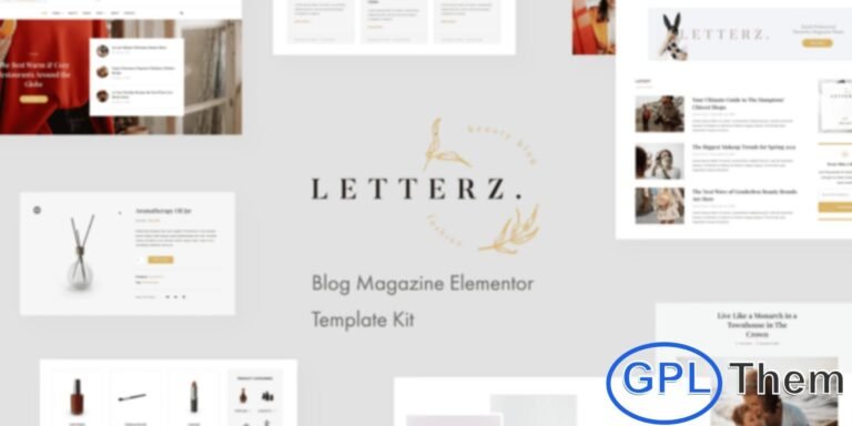Letterz – Blog & Magazine Elementor Template Kit Letterz is a modern and professional Elementor Template Kit designed for bloggers, writers, and online magazines. With a clean and visually appealing layout, Letterz allows you to share articles, stories, news, and creative content effortlessly. Fully customizable using Elementor, this template kit ensures a responsive and engaging website experience across all devices.