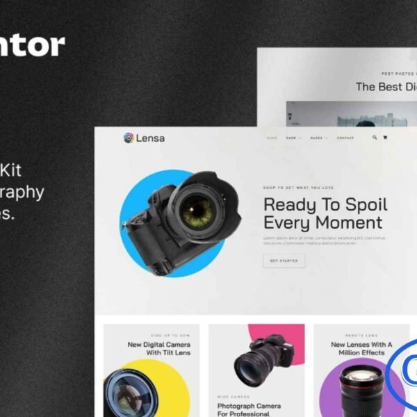 Lensa – Camera & Photography Equipment Store Elementor Template Kit Lensa is a modern and professional Elementor Template Kit designed for photography equipment stores, including digital cameras, lenses, video cameras, tripods, and other electronics products. Fully compatible with WooCommerce, Lensa allows you to build a functional online shop with ease.