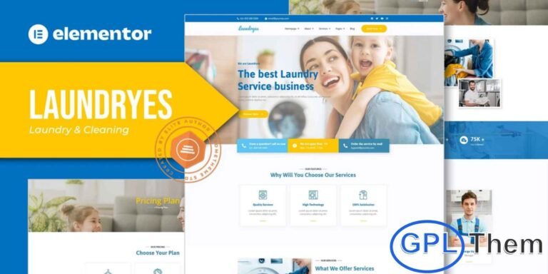 Laundryes – Laundry & Cleaning Elementor Template Kit Laundryes is a modern and professional Elementor Template Kit designed for laundry services, dry cleaning businesses, and cleaning companies. This kit helps you build a stylish and fully responsive website to showcase your services, pricing, and customer testimonials with ease.