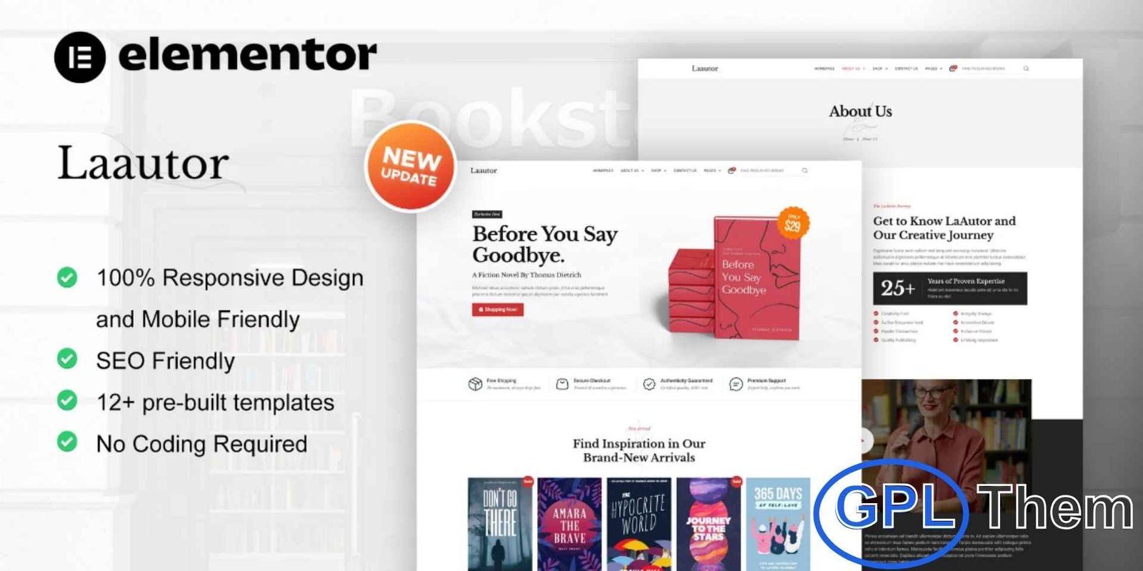 LaAutor – Author & Publisher Elementor Template Kit LaAutor – Author & Publisher Elementor Template Kit LaAutor is a sleek and modern Elementor Template Kit crafted specifically for authors, publishers, and book-related businesses. With 12+ beautifully designed templates, it allows you to build a professional website for showcasing books, managing blogs, or promoting literary works with ease.