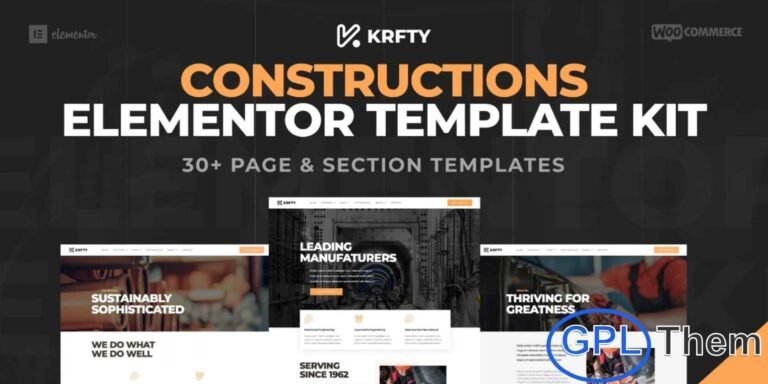 KRAFTY – Construction & Industry Elementor Template Kit KRAFTY is a powerful and modern Elementor Template Kit built specifically for construction, industrial, and architecture businesses. Featuring 30+ pre-designed pages and sections, it allows you to create a professional website effortlessly using the Elementor page builder.