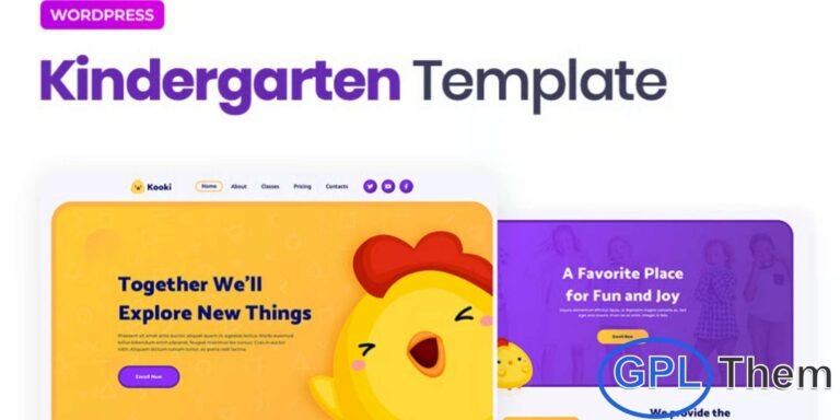 Kooki – Kindergarten Elementor Template Kit Kooki is a vibrant and modern Elementor Template Kit specially crafted for kindergartens, preschools, childcare centers, and other children-focused websites. Designed with a colorful and playful layout, it helps create an engaging online presence that parents and kids will love.