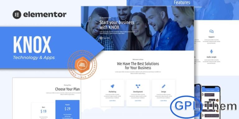 Knox – Technology & Apps Elementor Template Kit Knox is a sleek and modern Elementor Template Kit crafted for technology companies, app developers, startups, and corporate businesses. Perfect for showcasing innovative products, services, and app features, this template kit offers a professional layout that’s fully responsive and easy to customize.