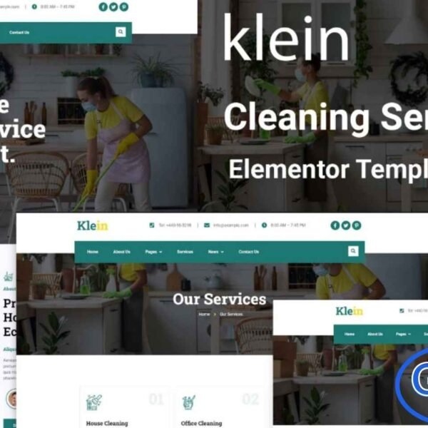 Klein – Cleaning Services Elementor Template Kit Klein is a modern and professional Elementor Template Kit designed specifically for cleaning service companies, housekeeping agencies, and maintenance businesses. It features clean layouts and pre-built templates that are fully responsive, ensuring your website looks perfect on all devices.