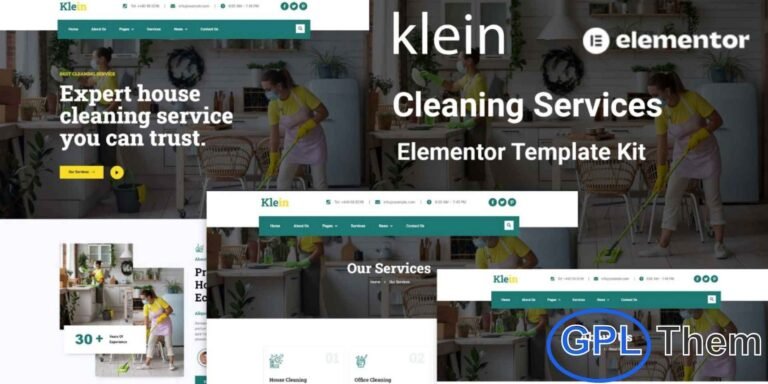 Klein – Cleaning Services Elementor Template Kit Klein is a modern and professional Elementor Template Kit designed specifically for cleaning service companies, housekeeping agencies, and maintenance businesses. It features clean layouts and pre-built templates that are fully responsive, ensuring your website looks perfect on all devices.