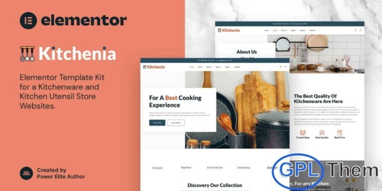 Kitchenia – Kitchenware & Cooking Utensils Store Elementor Template Kit Kitchenia is a sleek and modern Elementor Template Kit designed for kitchenware, cookware, and home appliance stores. This template kit helps you create a professional and visually appealing WordPress website effortlessly, with no coding required. It features clean layouts, elegant product showcases, and a fully responsive design that looks stunning on all devices.