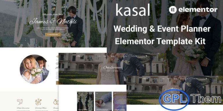 Kasal – Wedding & Event Planner Elementor Template Kit Kasal is a beautifully designed Elementor Template Kit perfect for wedding planners, event organizers, photographers, and designers who want to build an elegant and professional online presence. With its clean and modern layout, Kasal makes it easy to showcase your services, portfolio, and client testimonials in style.