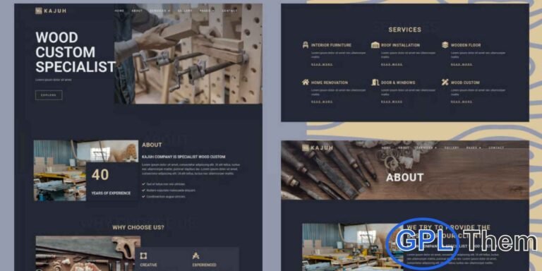 Kajuh – Carpenter Elementor Template Kit Kajuh is a modern and professional Elementor Template Kit designed for carpenters, woodworking services, and furniture craftsmen. It helps you showcase your services in a stylish and organized way, making your business look professional online.