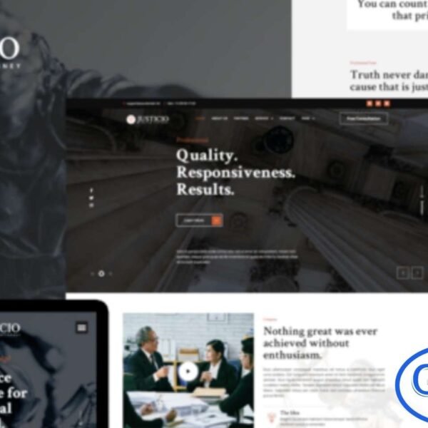 Justicio – Law Firm & Attorney Elementor Template Kit Justicio is a modern and professional Elementor Template Kit specially designed for law firms, attorneys, and legal service providers. The kit includes 12+ pre-built, fully responsive templates that are easy to customize using Elementor, allowing you to create a polished and professional website without any coding.