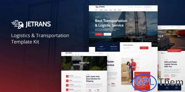 Jetrans – Logistics & Transportation Elementor Template Kit Jetrans is a professional and modern Elementor Template Kit built for logistics, transportation, cargo, trucking, and small freight businesses. This template features a clean and unique design with a fully responsive and retina-ready layout, ensuring your website looks perfect on all devices.