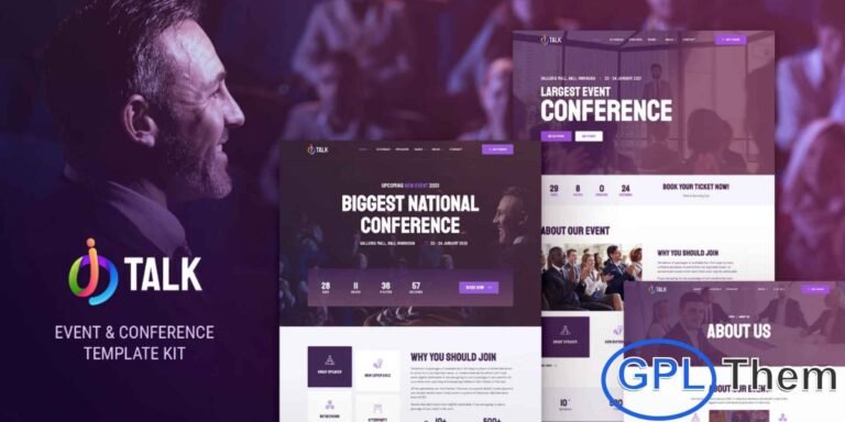 iTalk – Event & Conference Elementor Template Kit iTalk is a modern and professional Elementor Template Kit designed for events, conferences, webinars, summits, and meetings. With a clean and fully functional design, iTalk allows you to create a WordPress website without any coding. The template kit is fully responsive, retina-ready, and includes essential features such as schedule templates, speaker profiles, session listings, and event details.
