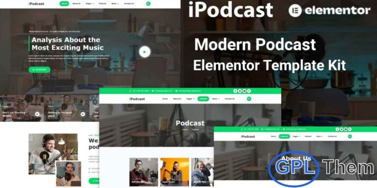 iPodcast – Modern Podcast Elementor Template Kit iPodcast is a sleek and modern Elementor Template Kit designed for podcasters, radio shows, and audio content creators. With a fully responsive and user-friendly design, iPodcast allows you to showcase episodes, hosts, and subscription options professionally. Built with Elementor, it requires no coding, making it easy to customize and launch your podcast website quickly.
