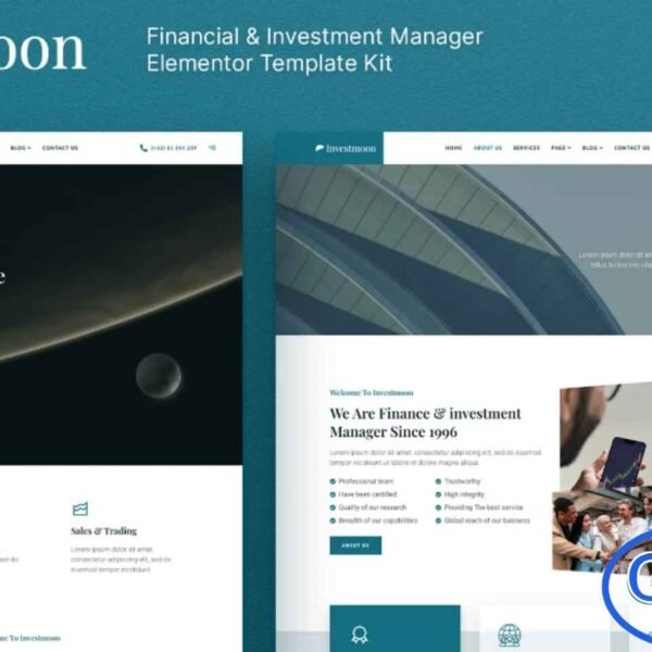 Investmoon – Finance & Investment Manager Elementor Template Kit Investmoon is a modern and professional Elementor Template Kit designed for investment companies, financial services, finance firms, advisors, accountants, insurance agencies, and consulting businesses. With a clean and visually appealing layout, this template kit allows you to showcase your financial services, expertise, and solutions effectively.