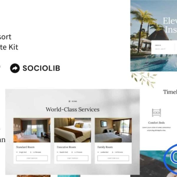 Coast – Luxury Hotel & Resort Elementor Template Kit Coast is a modern and elegant Elementor Template Kit designed for creating luxury hotel and resort websites quickly and easily. Ideal for hotels, resorts, hostels, motels, lodges, cottages, boutique accommodations, restaurants, and hospitality businesses, this template kit features a creative and contemporary design that enhances your online presence.