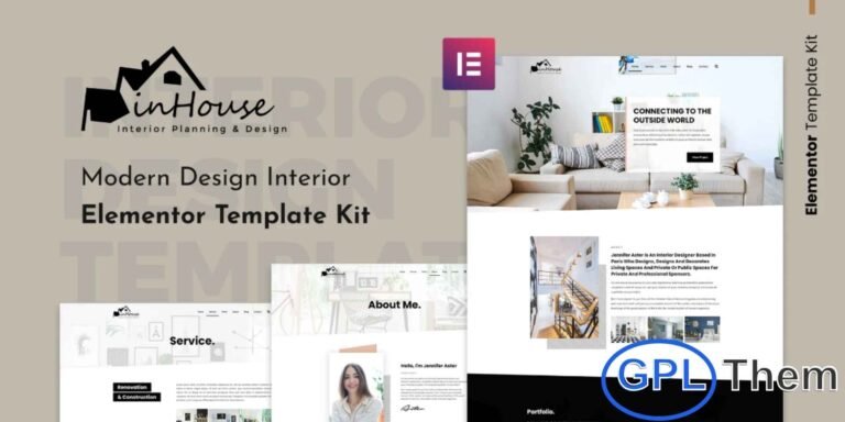 Inhouse – Modern Design Interior Elementor Template Kit Inhouse is a modern and stylish Elementor Template Kit designed for architects, interior and exterior designers, and real estate websites. Each template is thoughtfully crafted to provide full control and flexibility, allowing you to showcase your projects, services, and portfolio with a professional and elegant design.