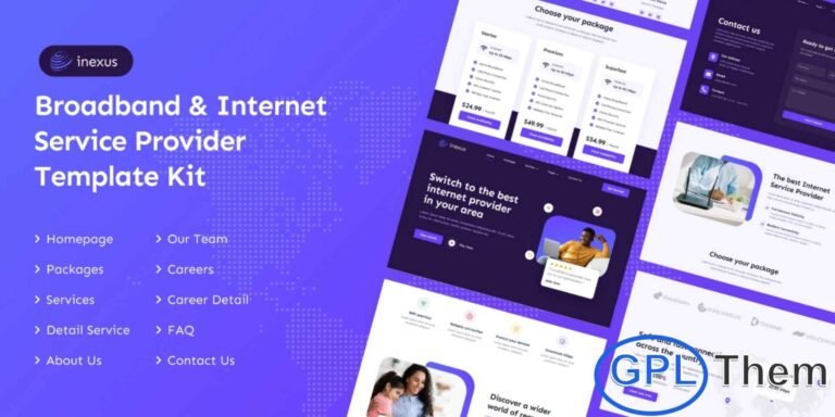 Inexus – Broadband & Internet Service Provider Elementor Template Kit Inexus is a modern and professional Elementor Template Kit designed for internet service providers, broadband companies, satellite TV providers, online TV platforms, cable television businesses, and telecommunications companies. Featuring a clean and responsive design, Inexus allows you to showcase services, pricing plans, coverage areas, and client testimonials effectively.