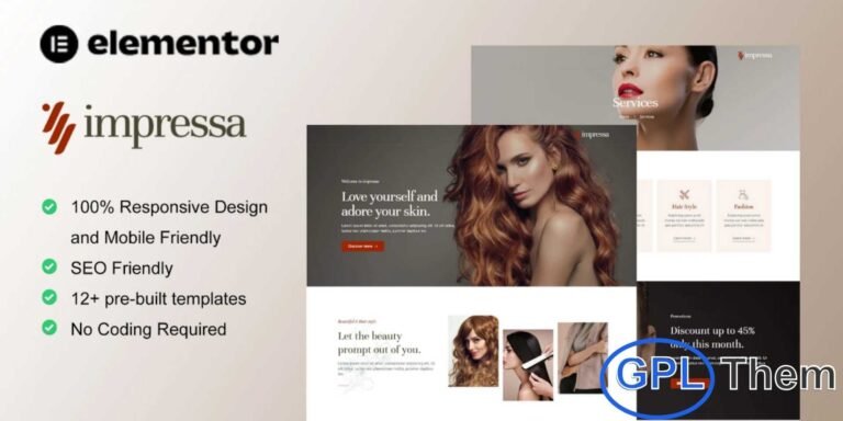 Impressa – Personal Stylist & Makeup Service Elementor Template Kit Impressa is a modern and elegant Elementor Template Kit designed for personal stylists, makeup artists, and beauty service professionals. With a clean, professional layout, this template kit allows you to showcase styling services, makeup portfolios, and client testimonials effectively.