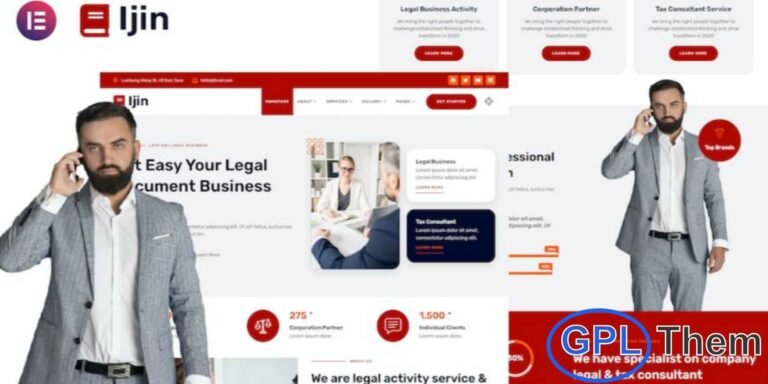 Ijin – Legal Business & Tax Consultant Services Elementor Template Kit Ijin is a professional and modern Elementor Template Kit designed for legal firms, tax consultants, accounting agencies, and financial advisory services. Featuring a clean and versatile design, this template kit allows you to showcase services, expertise, case studies, and client testimonials effectively.