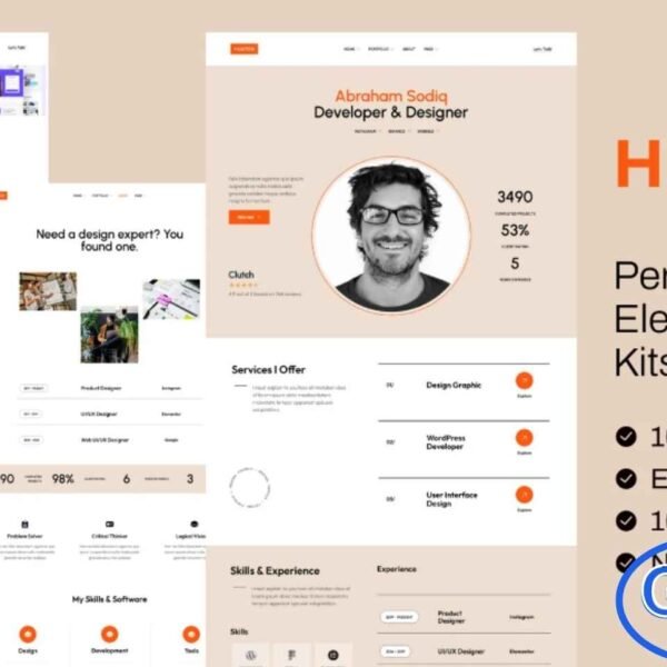 Humton – Personal Portfolio Elementor Template Kit Humton is a modern and versatile Elementor Template Kit designed for personal portfolios, freelancers, startups, agencies, and professionals seeking a strong online presence. With a creative, minimal, and clean design, this template kit allows you to showcase projects, services, skills, and achievements effectively.