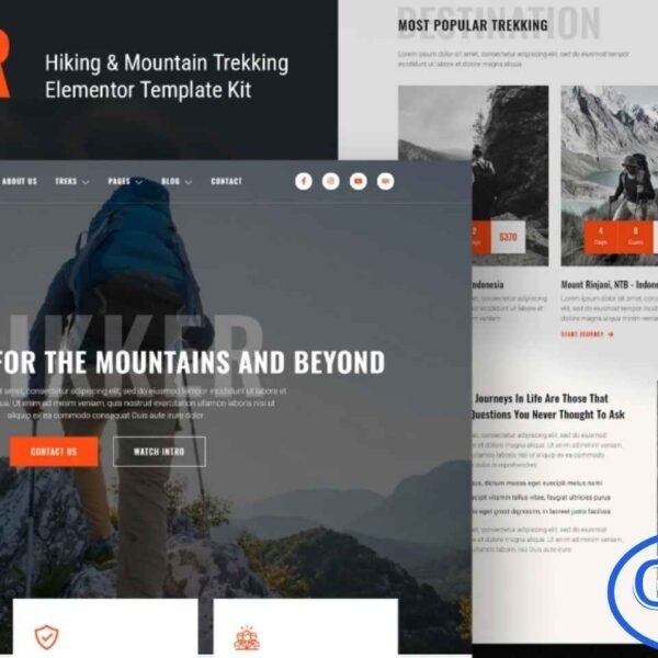 Hikker – Hiking & Mountain Trekking Elementor Template Kit Hikker is a modern and professional Elementor Template Kit designed for hiking tours, mountain trekking, adventure travel, and tourism businesses. Featuring a clean, visually appealing design with a fully responsive and retina-ready layout, Hikker makes it easy to showcase adventure packages, trekking routes, travel services, and team guides.