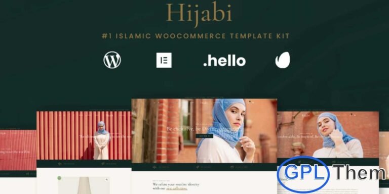 Hijabi – Muslim Shop WooCommerce Elementor Template Kit Hijabi is a stylish and modern Elementor Template Kit designed specifically for Muslim fashion stores and Islamic shops. Featuring a luxurious and elegant color palette of dark green, gold, and cream, Hijabi creates a sophisticated online shopping experience. This WooCommerce-ready template kit includes essential pages such as the homepage, product archive, single product, account page, blog, and more, making it ideal for showcasing clothing, accessories, and other products tailored for Muslim fashion businesses.