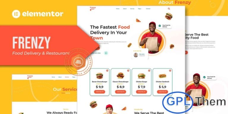 Frenzy – Food Delivery & Restaurant Elementor Template Kit Frenzy is a modern and fully responsive Elementor Template Kit designed for restaurants, cafes, and food delivery services. Perfect for businesses offering online ordering and delivery, Frenzy features clean, stylish layouts that showcase menus, promotions, and services effectively.