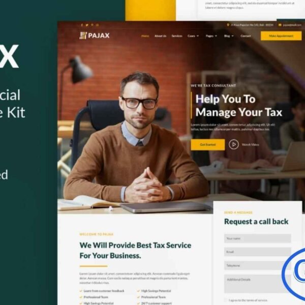 Pajax – Tax Advisor & Financial Consulting Elementor Template Kit Pajax is a professional and modern Elementor Template Kit designed for tax advisors, accountants, financial consultants, insurance firms, business planners, and other finance-related services. With its clean and sophisticated design, Pajax helps you create a trustworthy online presence for your finance business.