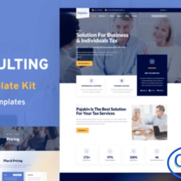 Pajakin – Tax Consultant & Financial Advisor Elementor Template Kit Pajakin is a modern and professional Elementor Template Kit crafted for tax consultants, financial advisors, accounting firms, and other finance-related businesses. This template kit includes 19 pre-designed pages and sections, offering a clean and polished design that ensures a professional online presence.
