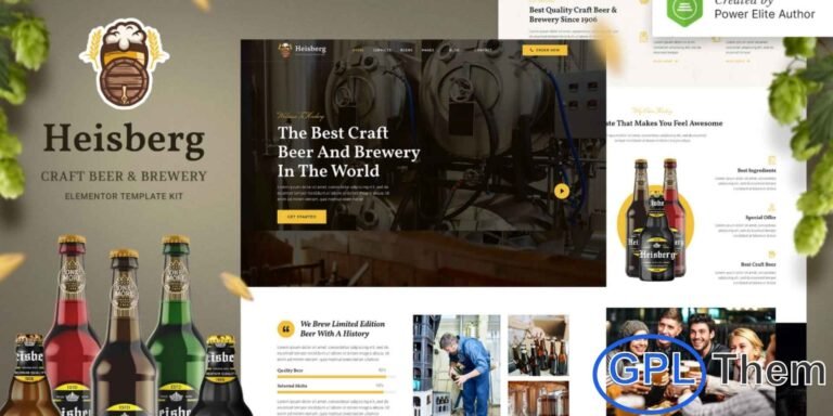 Heisberg – Craft Beer & Brewery Elementor Template Kit Heisberg is a stylish and modern Elementor Template Kit crafted specifically for Craft Beer, Brewery, Beer Company, and Beverage Business websites. This kit features a unique, visually appealing design that perfectly captures the authentic and creative spirit of brewing culture.