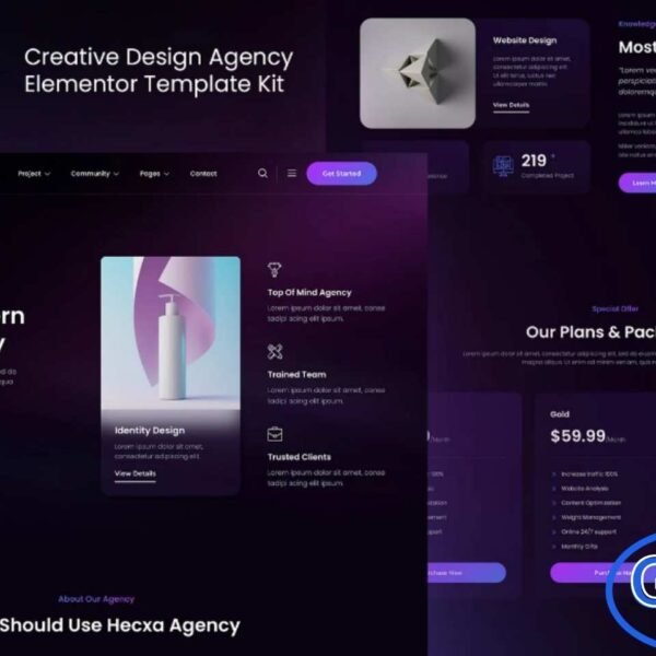 Hecxa – Creative Design Agency Elementor Template Kit Hecxa is a sleek and modern Elementor Template Kit crafted for Creative Design Agencies, Digital Agencies, Web Development Studios, Portfolios, Freelancers, and Designers who want to build a professional WordPress website effortlessly. Featuring a clean layout and visually engaging design, this kit ensures your creative work stands out.