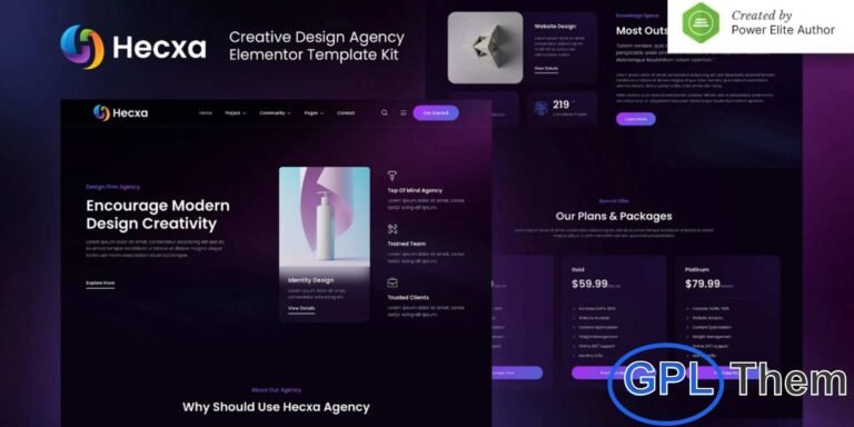 Hecxa – Creative Design Agency Elementor Template Kit Hecxa is a sleek and modern Elementor Template Kit crafted for Creative Design Agencies, Digital Agencies, Web Development Studios, Portfolios, Freelancers, and Designers who want to build a professional WordPress website effortlessly. Featuring a clean layout and visually engaging design, this kit ensures your creative work stands out.
