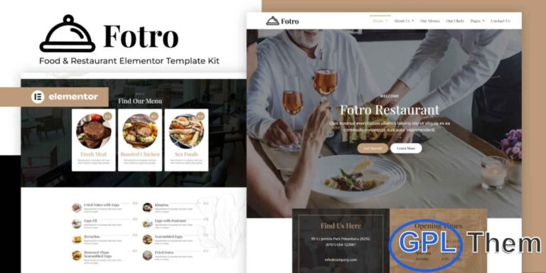 Fotro – Food & Restaurant Elementor Template Kit Fotro is a creative, modern, and professional Food & Restaurant Elementor Template Kit designed to help you build an attractive and high-converting website with ease. Crafted for restaurants, cafés, bars, bakeries, pizza shops, burger outlets, and culinary experts, this kit offers a stylish and responsive layout that elevates your brand presence.
