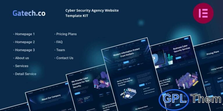 Gatech – Cyber Security & IT Management Elementor Template Kit Gatech is a modern and fully responsive Elementor Template Kit designed for cybersecurity companies, IT management firms, and digital security professionals. Ideal for cybersecurity agencies, risk compliance consultants, and IT security service providers, Gatech helps you create a professional online presence with ease.