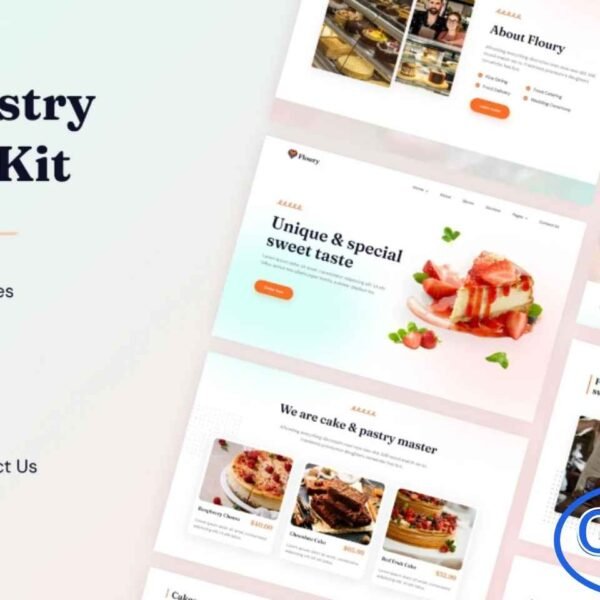 Floury – Cake & Pastry Elementor Template Kit Floury is a beautifully designed Elementor Template Kit crafted for bakeries, cake shops, pastry businesses, and dessert brands. Built specifically for the Elementor Page Builder plugin, this kit allows you to create a stunning and professional website quickly—without any coding required.