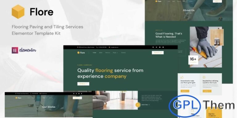Flore – Flooring & Tiling Services Elementor Template Kit Flore is a modern and professional Elementor Template Kit designed specifically for flooring, paving, tiling, and renovation service companies. Featuring a clean, simple, and contemporary layout, this kit helps you build a polished website without any coding skills.