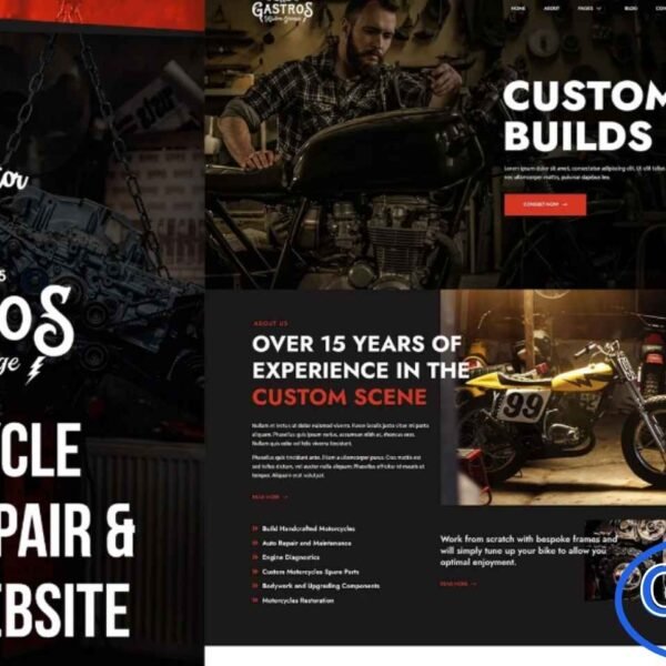 Gastros Garage – Motorcycle Service & Repair Elementor Template Kit Gastros Garage is a modern and fully responsive Elementor Template Kit designed for motorcycle repair shops, automotive services, and garage businesses. Built with Elementor Page Builder, this kit allows you to create a professional WordPress website quickly and easily.