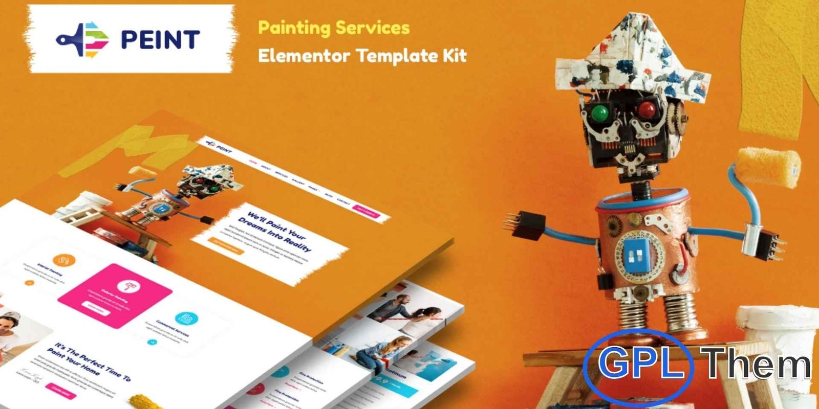 Peint – Painting Services Elementor Template Kit Peint – Painting Services Elementor Template Kit Peint is a professional Painting Services Elementor Template Kit designed to help you build a high-quality website quickly and effortlessly using the Elementor Page Builder for WordPress. With around 28 pre-built sections, this kit is ideal for painting companies, home improvement services, wall coating specialists, and renovation businesses.