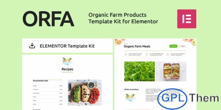 ORFA – Organic Farm Products Elementor Template Kit ORFA is a modern and versatile Elementor Template Kit designed for organic farm products, food stores, vegetable shops, meal prep services, food delivery businesses, and any website related to natural and healthy products. With its clean, minimalistic design and soothing color palette, ORFA creates a trustworthy and appealing online presence, helping you attract customers seeking fresh and organic goods.