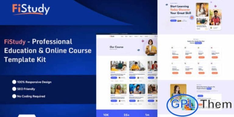 FiStudy – Professional Education & Online Course Elementor Pro Template Kit FiStudy is a premium Elementor Pro Template Kit designed for creating modern, professional online education and e-learning websites. With a clean, responsive, and retina-ready layout, this kit ensures a seamless browsing experience across all devices. Built specifically for online courses, coaching programs, digital academies, and training platforms, FiStudy makes it effortless to launch a polished website in minutes.