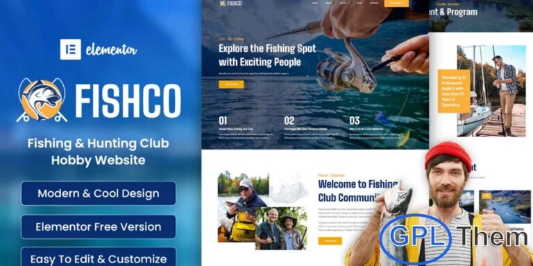 Fishco – Fishing & Hunting Club Elementor Template Kit Fishco is a professionally designed Elementor Template Kit crafted for fishing clubs, hunting clubs, and outdoor activity communities. Its clean, modern layout makes it an excellent choice for travel blogs, fishing tour agencies, sports clubs, and adventure-focused websites. The template kit delivers a visually appealing design paired with powerful functionality to help your site capture attention and deliver a smooth user experience.