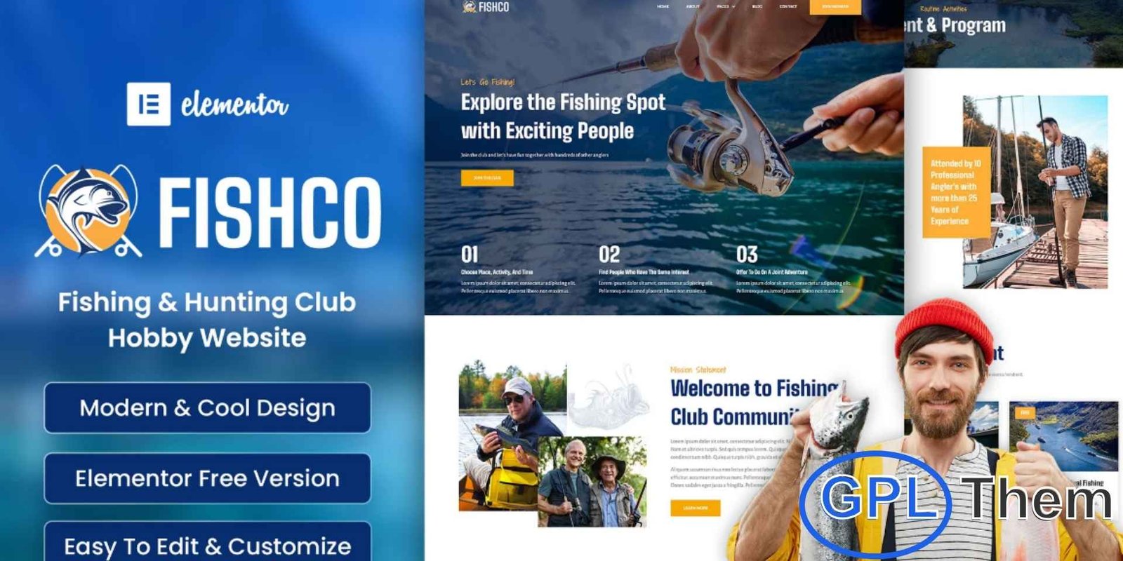 Fishco – Fishing & Hunting Club Elementor Template Kit Fishco – Fishing & Hunting Club Elementor Template Kit Fishco is a professionally designed Elementor Template Kit crafted for fishing clubs, hunting clubs, and outdoor activity communities. Its clean, modern layout makes it an excellent choice for travel blogs, fishing tour agencies, sports clubs, and adventure-focused websites. The template kit delivers a visually appealing design paired with powerful functionality to help your site capture attention and deliver a smooth user experience.