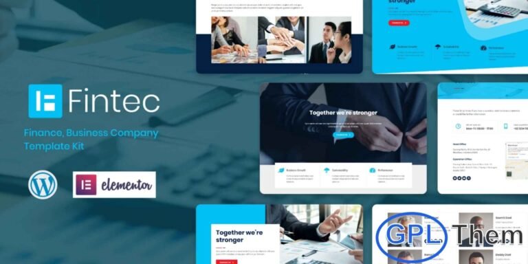 Fintec – Finance & Business Company Elementor Template Kit Fintec is a modern and professional Elementor Template Kit crafted for finance firms, corporate businesses, consulting agencies, and multipurpose business websites. Featuring a clean and sophisticated design, this kit helps you build a strong online presence that inspires trust and credibility.