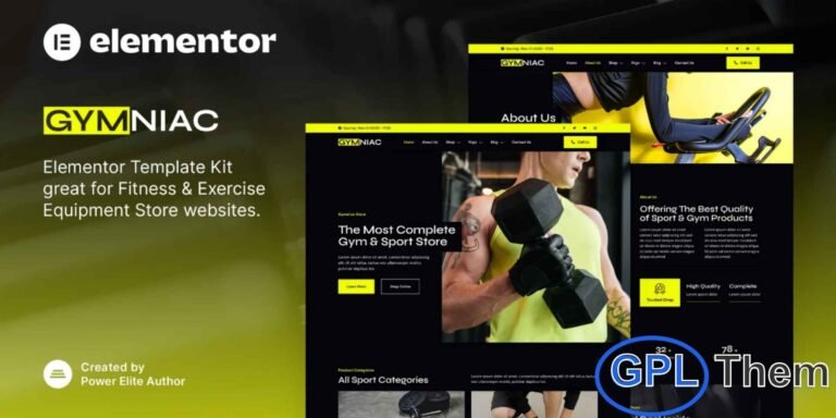Gymniac – Fitness & Exercise Equipment Store Elementor Template Kit Gymniac is a stylish and fully responsive Elementor Template Kit designed for fitness and exercise equipment stores. Perfect for gym equipment retailers, sports gear shops, and fitness supply businesses, this kit offers a sleek and professional layout that highlights your products effectively.