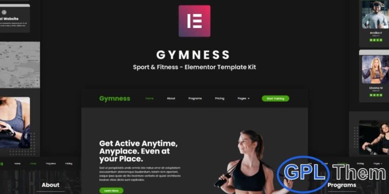 Gymness – Sport & Fitness Elementor Template Kit Gymness is a modern and clean Elementor Template Kit designed specifically for sports and fitness websites. Perfect for gyms, fitness centers, personal trainers, and sports clubs, this kit helps you build a professional and engaging online presence with ease. It features a contemporary design, fully responsive layout, and easy customization using the Elementor Page Builder—no coding required.