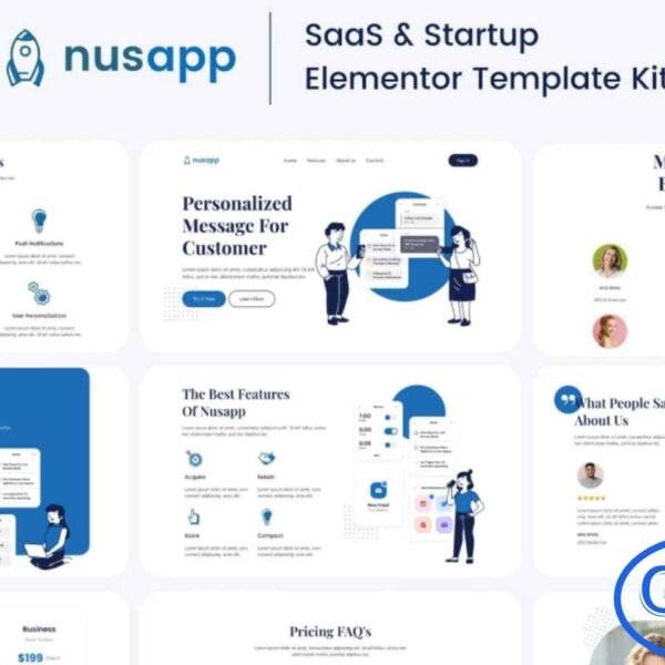 Nusapp – SaaS Startup & Business Elementor Template Kit Nusapp is a sleek and modern Elementor Template Kit designed for SaaS startups, business websites, agencies, and technology-related services. This versatile template kit allows you to create a professional and fully functional website quickly, without any coding.